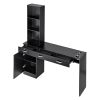 VEVOR Salon Station, Wall Mount Barber Salon Station for Hair Stylist, Beauty Spa Furniture Set, 1 Storage Cabinet, 3 Open Cubbies and 3 Drawers(One L