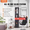 VEVOR Salon Station, Wall Mount Barber Salon Station for Hair Stylist, Beauty Spa Furniture Set, 1 Storage Cabinet, 3 Cubbies and 2 Drawers(One Lockab